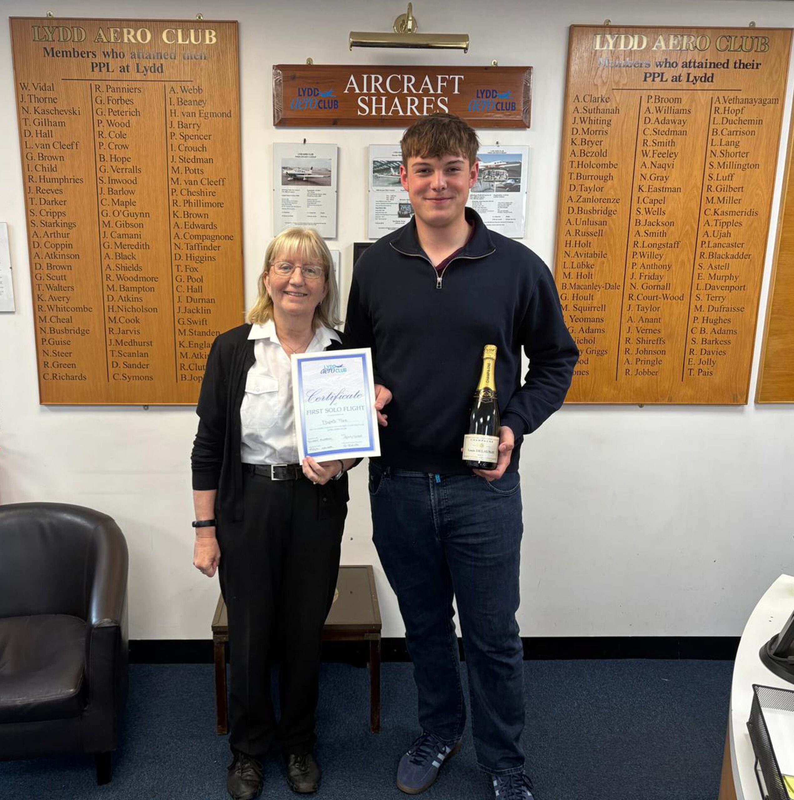 Edward Tyler receives First Solo Certificate
